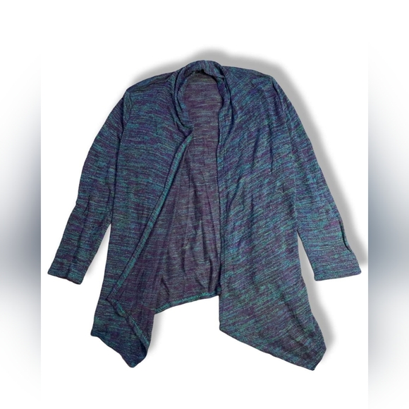 Cal Style Teal/Purple LightWeight Pointed Trim Cardigan, Size XL - Picture 3 of 6